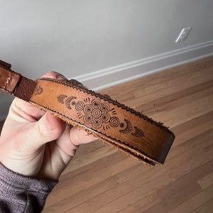 Embossed leather belt